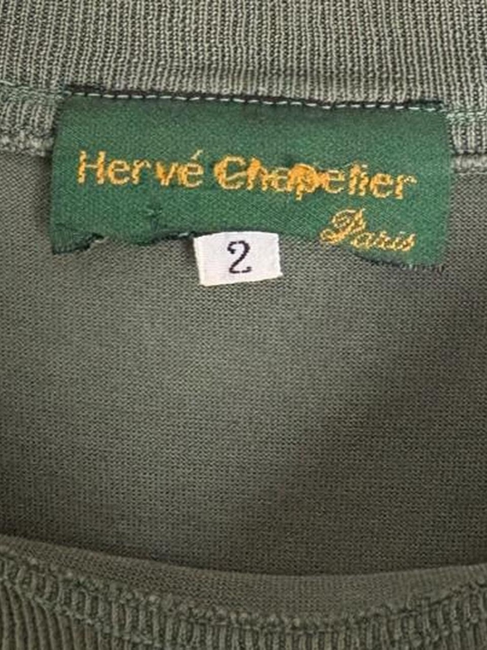 Vintage Herve Chapelier Paris olive green long sleeve shirt woven shirt
